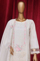 Bin Saeed Stitched 3 Piece Luxury Plain Cotton Vol-01 Collection-PC-28627-White